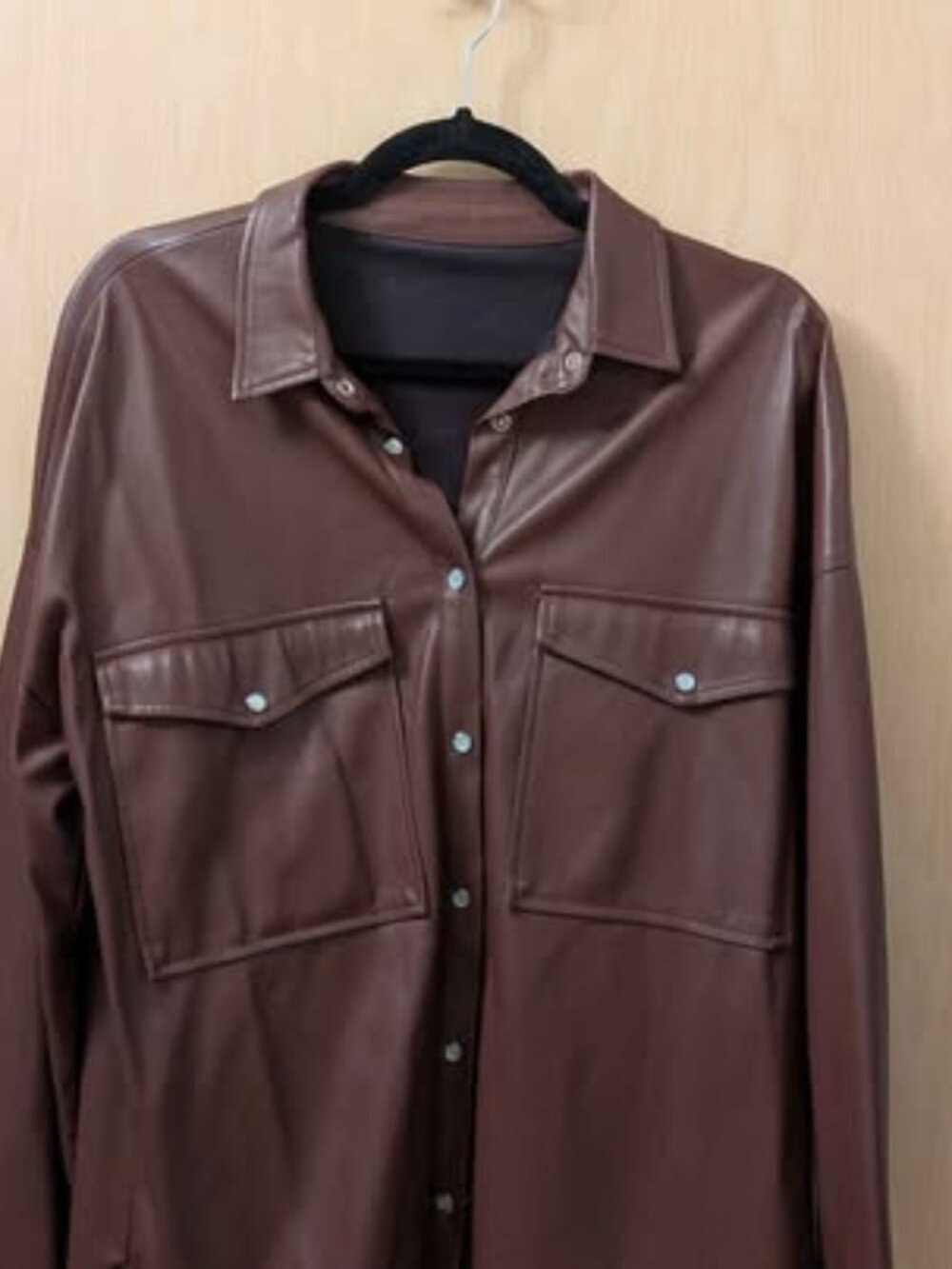 Brown Faux-Leather Jacket – Size S